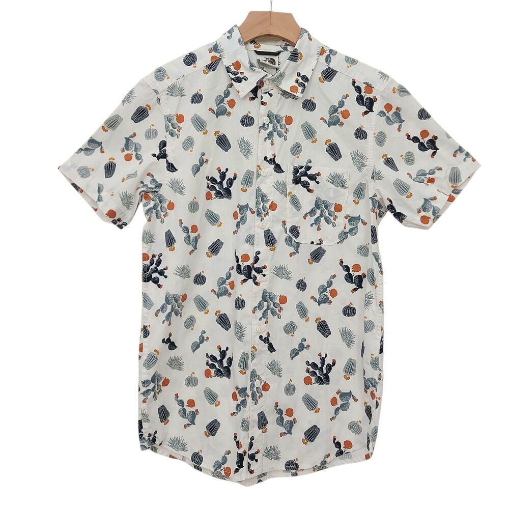 The North Face Shirt Mens Small White Short Sleeve Cotton Cacti Print Outdoor